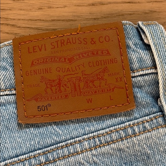 Levi's 501 Light Blue Frayed Jean Shorts Size 29 - Picture 4 of 8